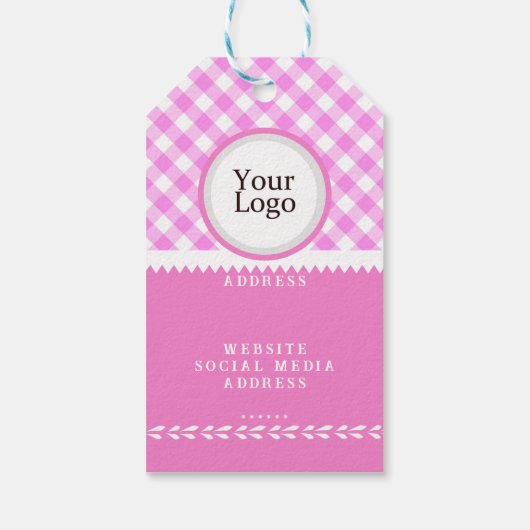 Pinky Pink Gingham Gift Label Cadeaulabel (Achterkant)