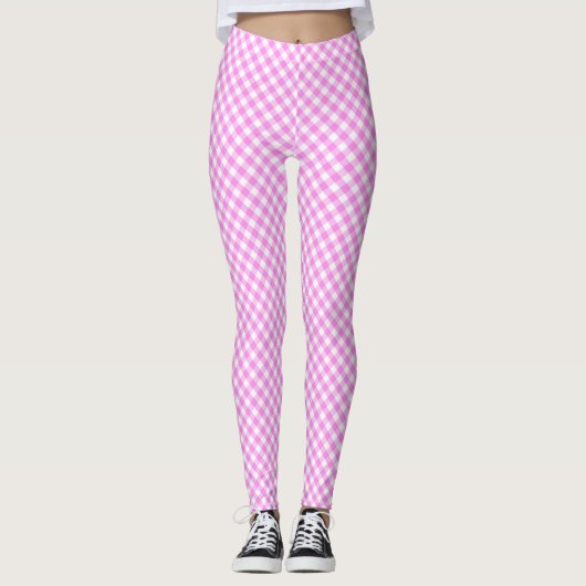 Pinky Pink White Gingham Leggings (Voorkant)