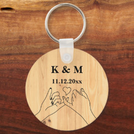 Pinky Promise Custom Couple Monogram en Datum Sleutelhanger