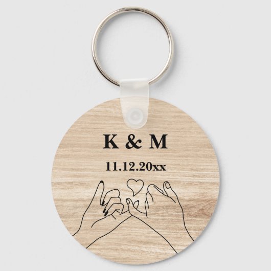 Pinky Promise Custom Couple Monogram en Datum Sleutelhanger (Achterkant)