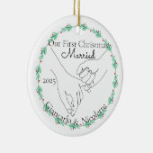 Pinky Promise eerste kerst getrouwd Keramisch Ornament (Rechts)