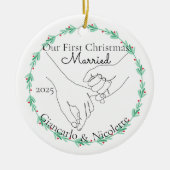 Pinky Promise eerste kerst getrouwd Keramisch Ornament (Voorkant)