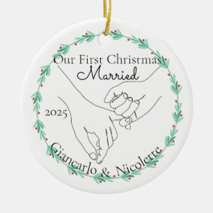 Pinky Promise eerste kerst getrouwd Keramisch Ornament