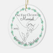 Pinky Promise eerste kerst getrouwd Keramisch Ornament (Links)