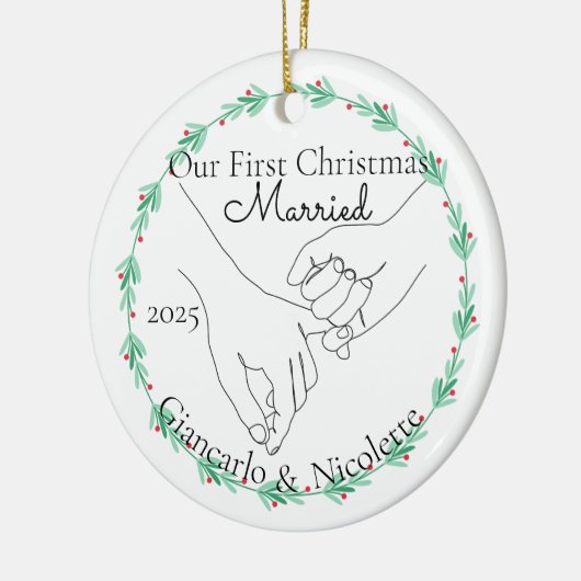 Pinky Promise eerste kerst getrouwd Keramisch Ornament (Links)