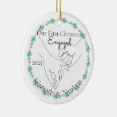 Pinky Promise Eerste Kerstdag verloofd Keramisch Ornament (Rechts)