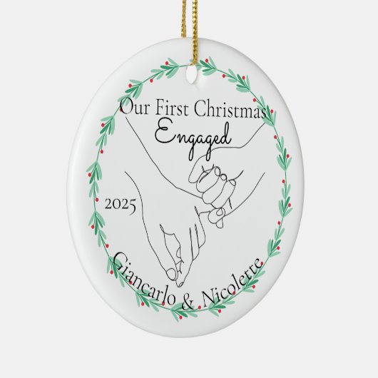 Pinky Promise Eerste Kerstdag verloofd Keramisch Ornament (Rechts)