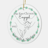 Pinky Promise Eerste Kerstdag verloofd Keramisch Ornament (Links)