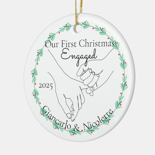 Pinky Promise Eerste Kerstdag verloofd Keramisch Ornament (Links)