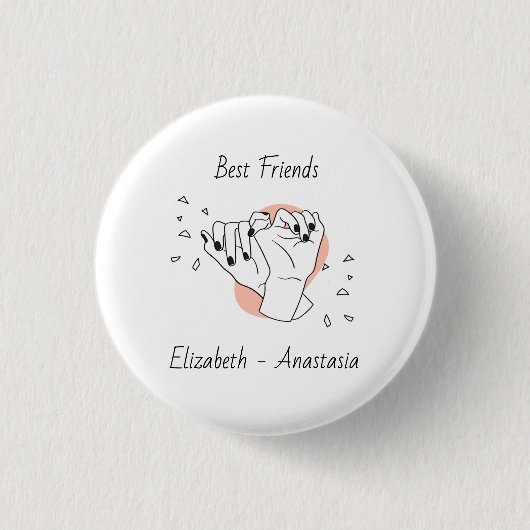 Pinky Promise Geïllustreerde Gepersonaliseerde Bes Ronde Button 3,2 Cm (Voorkant)
