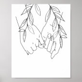 Pinky Promise Line Art met Leaves Poster (Voorkant)