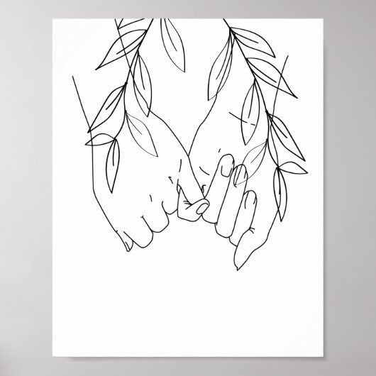 Pinky Promise Line Art met Leaves Poster (Voorkant)