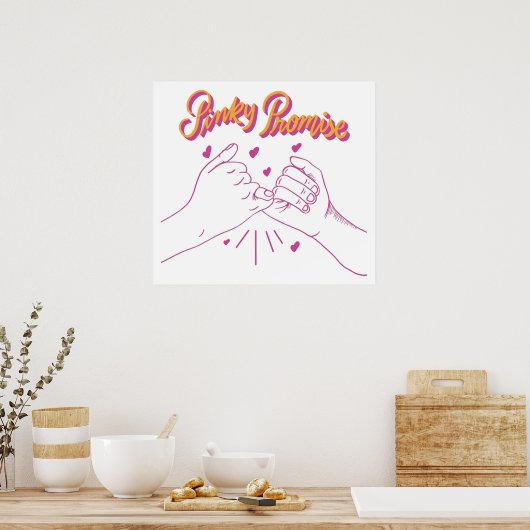 Pinky Promise met hart Poster (Keuken)