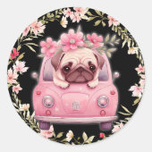 Pinky puppy met krans stickers (Voorkant)