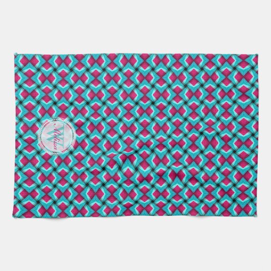 Pinky Red en Blue Pattern Kitchen vaatdoek Theedoek (Horizontaal)