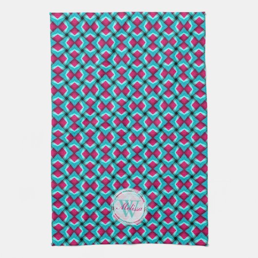 Pinky Red en Blue Pattern Kitchen vaatdoek Theedoek (Verticaal)