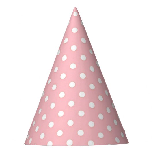 Pinky Roze Witte Stippen Party Pet Feesthoedjes (Voorkant)