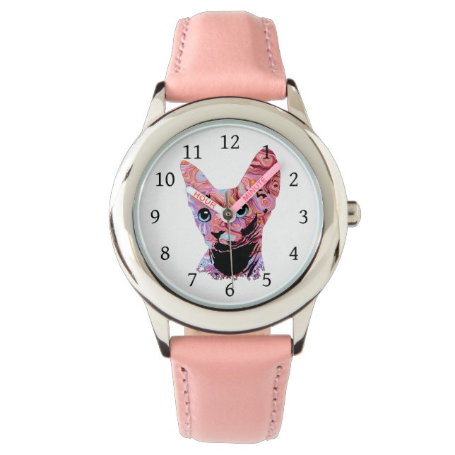 Pinky Sphynx Cat 683 Horloge (Voorkant)