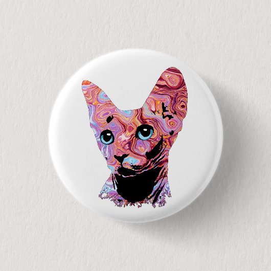 Pinky Sphynx Cat 683 Ronde Button 3,2 Cm (Voorkant)