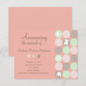 Pinky Stippen Geboorte Aankondiging - Zonder Foto (Voorkant / Achterkant)