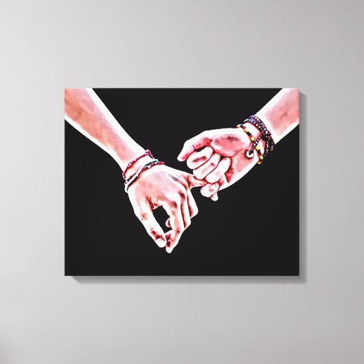 Pinky Swear Lovers handen Digitaal schilderen Canvas Afdruk (Voorkant)