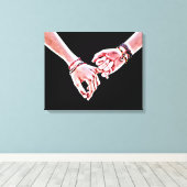 Pinky Swear Lovers handen Digitaal schilderen Canvas Afdruk (Insitu (Houten vloer))
