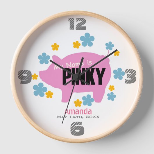 "Pinky the Pig" Jubilea wandklok (Voorkant)