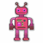 Pinky the Whimsical Pink Robot Schattige Sticker (Voorkant)
