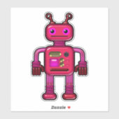 Pinky the Whimsical Pink Robot Schattige Sticker (Vel)
