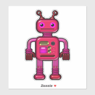 Pinky the Whimsical Pink Robot Schattige Sticker