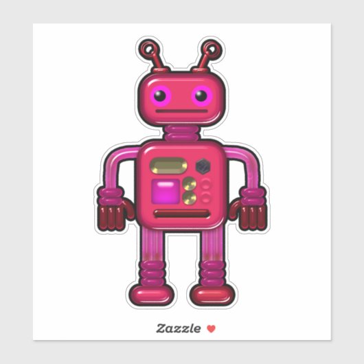 Pinky the Whimsical Pink Robot Schattige Sticker (Vel)