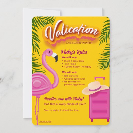 Pinky Validation Vacation Invitation Kaart (Voorkant)