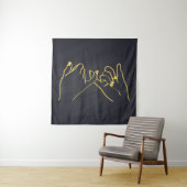 Pinky zweer line art print, Hands line art Throw P Wandkleed (In situ)