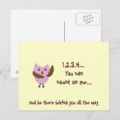 pinkyowl, 1,2,3,4.. Je kunt op me rekenen... Briefkaart (Voorkant / Achterkant)