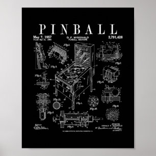 Pinll Arcade-gamingmachine Antieke Gamer Octrooi P Poster