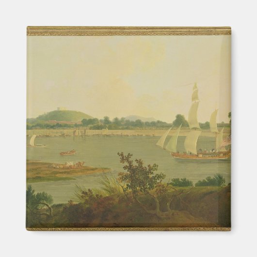 Pinnace die de Ganges langs Monghyr Fort neerschie Magneet (Voorkant)