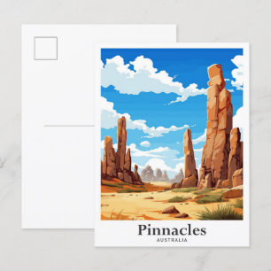 Pinnacles Australië Travel Portret Illustratie Briefkaart