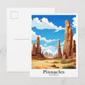 Pinnacles Australië Travel Portret Illustratie Briefkaart (Voorkant / Achterkant)
