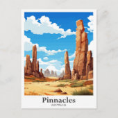 Pinnacles Australië Travel Portret Illustratie Briefkaart (Voorkant)