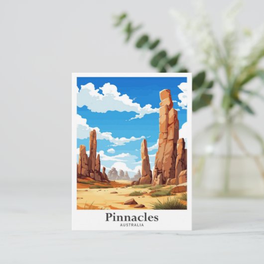 Pinnacles Australië Travel Portret Illustratie Briefkaart (Staand voorkant)
