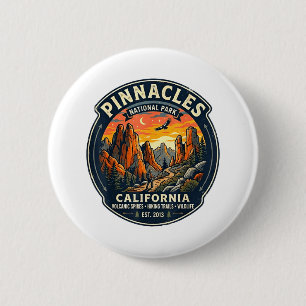 Pinnacles nationaal park california retro wandelen ronde button 5,7 cm