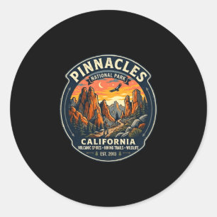 Pinnacles nationaal park california retro wandelen ronde sticker