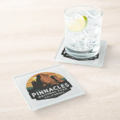 Pinnacles Nationaal Park Embleem Glazen Onderzetter (Schuin)
