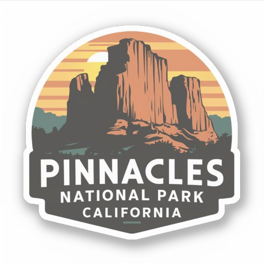 Pinnacles Nationaal Park Embleem Sticker (Voorkant)