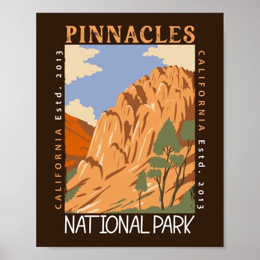 Pinnacles National Park California Distress Poster (Voorkant)