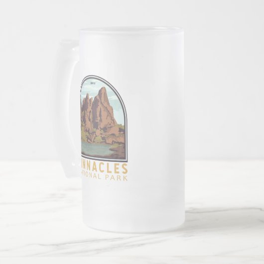 Pinnacles National Park  Emblem Matglas Bierpul (Voorkant links)
