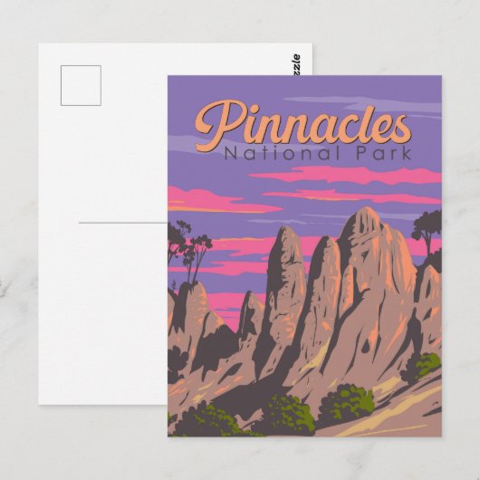 Pinnacles National Park Illustratie Reiskunst Briefkaart (Voorkant / Achterkant)