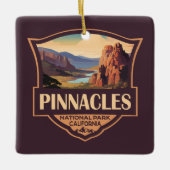 Pinnacles National Park Illustratie Reiskunst Keramisch Ornament (Voorkant)