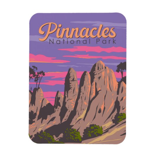 Pinnacles National Park Illustratie Reiskunst Magneet (Verticaal)