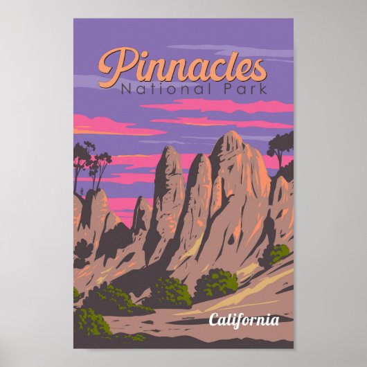 Pinnacles National Park Illustratie Reiskunst Poster (Voorkant)